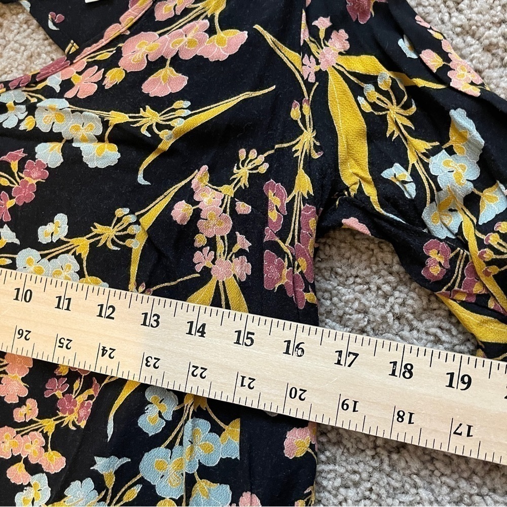 Xhilaration Dress Womens Medium Black Multicolor Floral Tie Sleeve - Picture 7 of 11